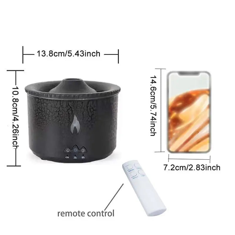 Flame & Volcano Oil Diffuser with Night Light & Remote Control