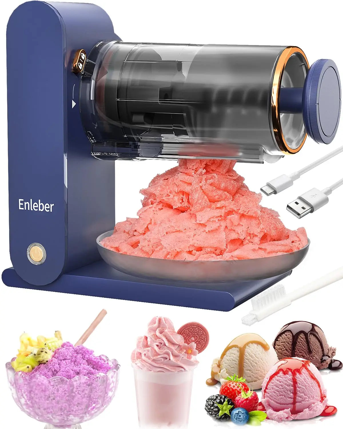 Stainless Steel Shaved Ice Maker with Silicone Ice Molds