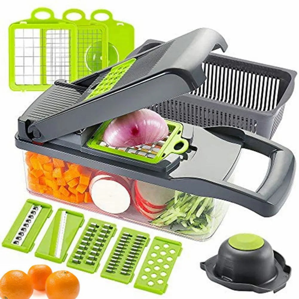 14/22-in-1 Veggie Chopper & Mandoline Slicer with Container 