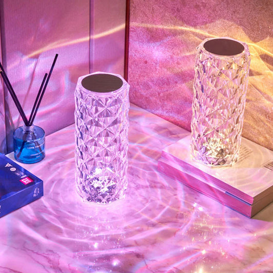 16-Color LED Crystal Rose Touch Table Lamp