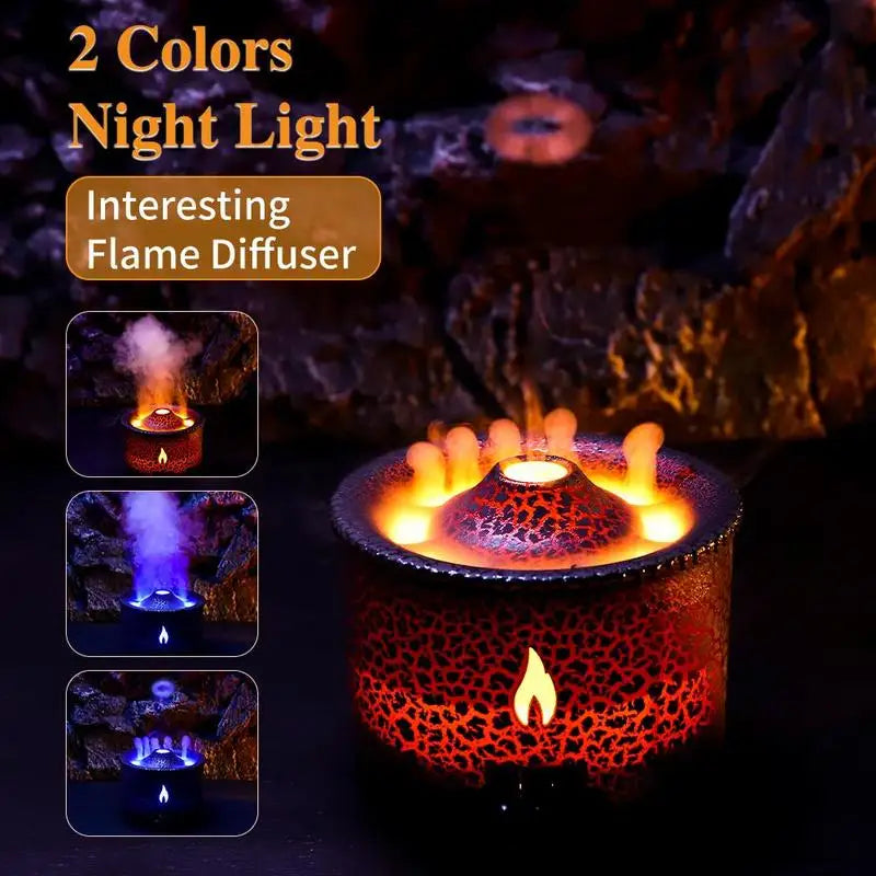 Flame & Volcano Oil Diffuser with Night Light & Remote Control