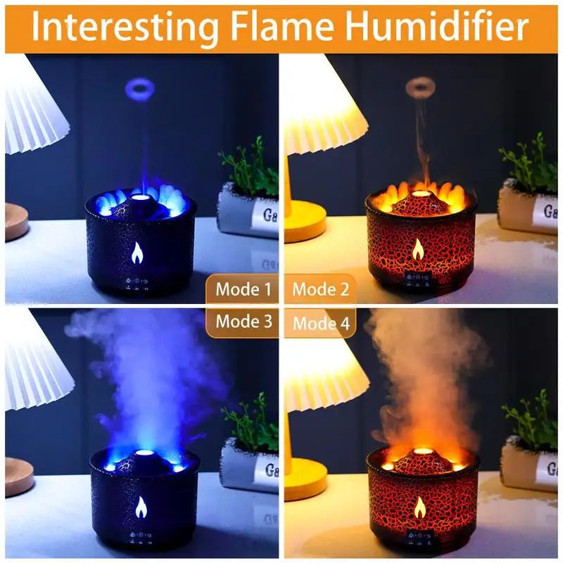 Flame & Volcano Oil Diffuser with Night Light & Remote Control