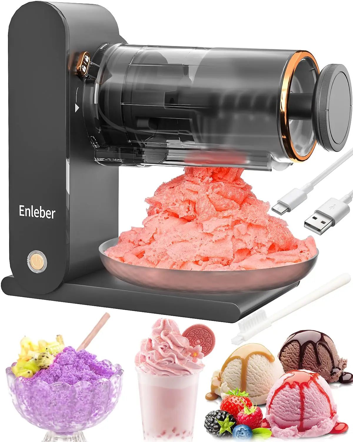 Stainless Steel Shaved Ice Maker with Silicone Ice Molds