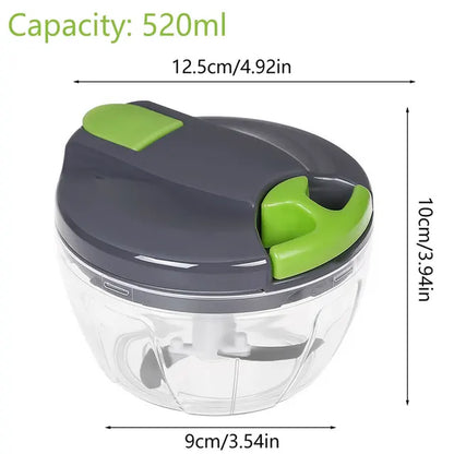 520ML Manual Food Chopper - Portable Hand-Pull Vegetable Cutter