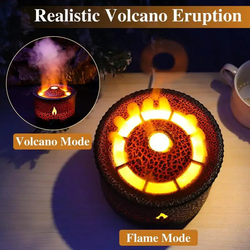 Flame & Volcano Oil Diffuser with Night Light & Remote Control