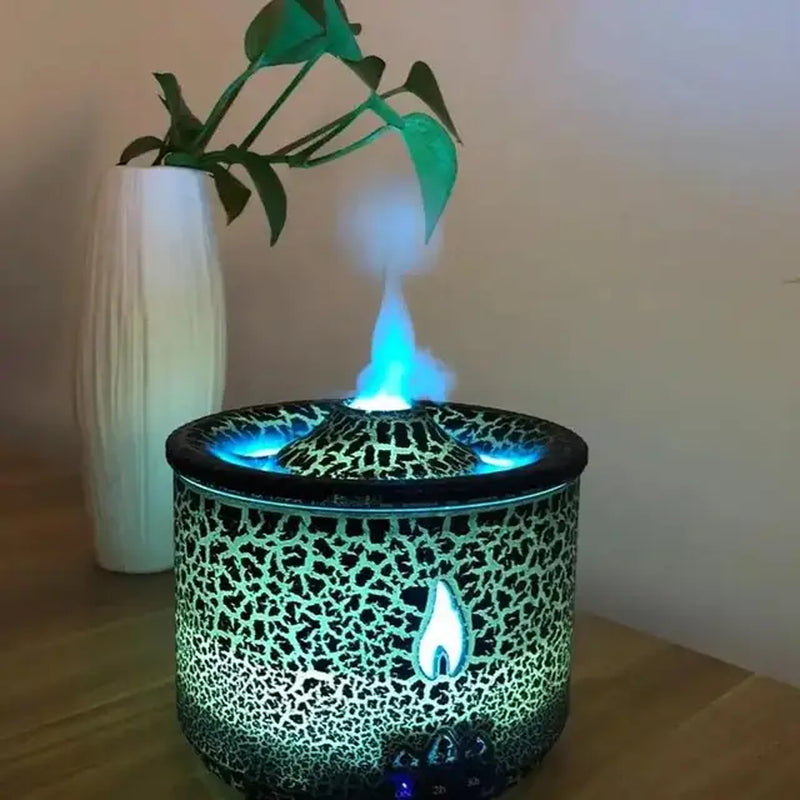 Flame & Volcano Oil Diffuser with Night Light & Remote Control