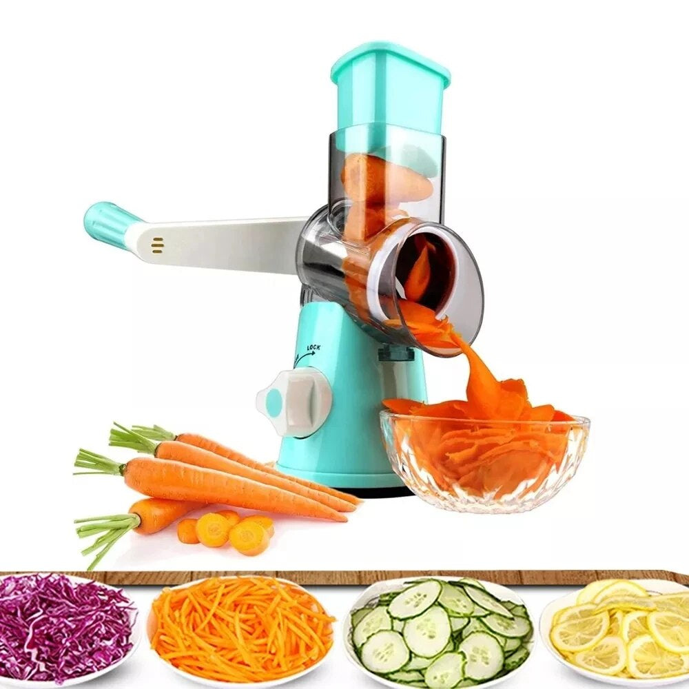 3-in-1 Rotary Vegetable & Cheese Grater with Handle